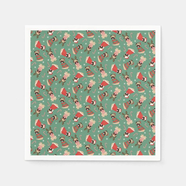 Merry Woofmas Pug Hundar Pappersservett (Framsidan)