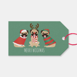 Merry Woofmas Pug Hundar Presentetikett