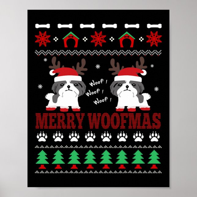 Merry Woofmas Shih Tzu Ugly jul Poster (Framsidan)