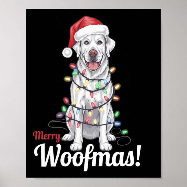 Merry Woofmas Silver Labrador Hund Light Decor Chr Poster (Framsidan)