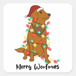 Merry Woofmas Sticker Fyrkantigt Klistermärke