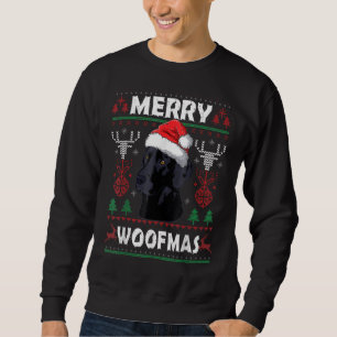 Merry Woofmas Svart lab jul Hund Julafton Lång Ärmad Tröja