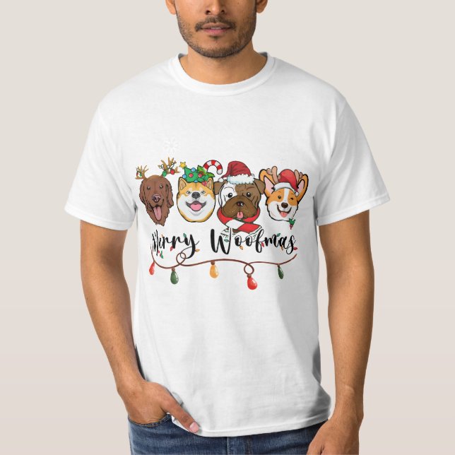Merry Woofmas Typography T-Shirt (Framsida)