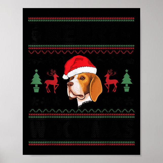 Merry Woofmas Ugly Christmas Beagle Xmas Party  Poster (Framsidan)