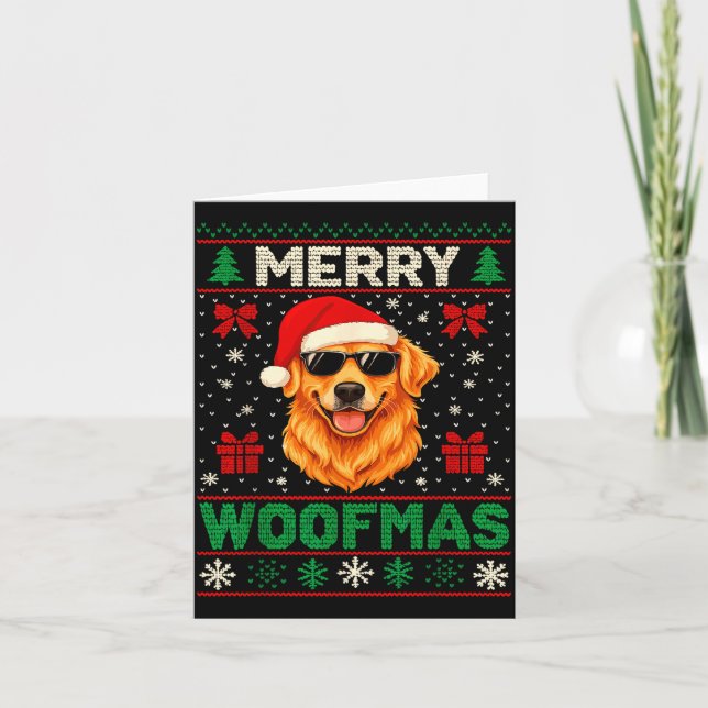 Merry Woofmas Ugly Christmas Jumper Xmas Dog Lover Kort (Framsida)