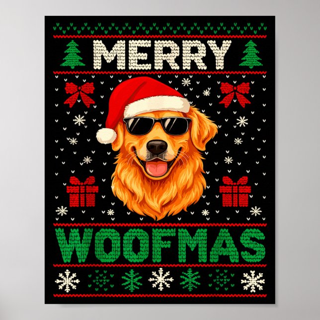 Merry Woofmas Ugly Christmas Jumper Xmas Dog Lover Poster (Framsidan)