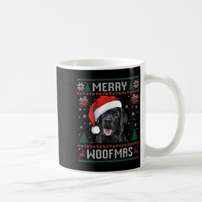 Merry Woofmas Ugly Sweater Black Lab Labrador Chri Kaffemugg (Höger)
