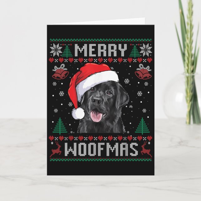 Merry Woofmas Ugly Sweater Black Lab Labrador Chri Kort (Framsida)