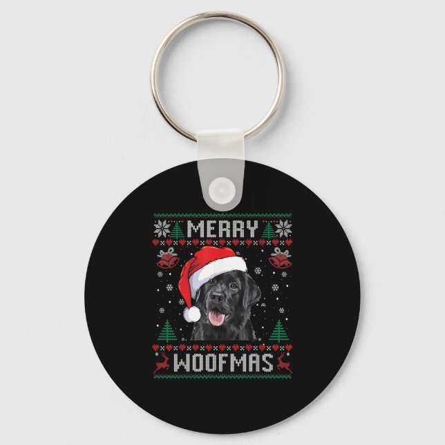 Merry Woofmas Ugly Sweater Black Lab Labrador Chri Nyckelring (Framsida)