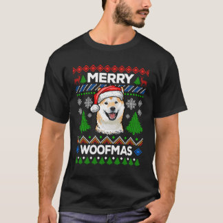 Merry Woofmas Ugly Sweater jul Shiba Inu Lov T Shirt