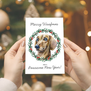 Merry Woofmas Watercolor Dachshund Wandeans Helgkort