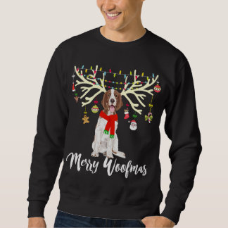 Merry Woofmas Welsh Springer spanel Reindeer Chri Lång Ärmad Tröja