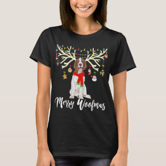 Merry Woofmas Welsh Springer spanel Reindeer Chri T Shirt