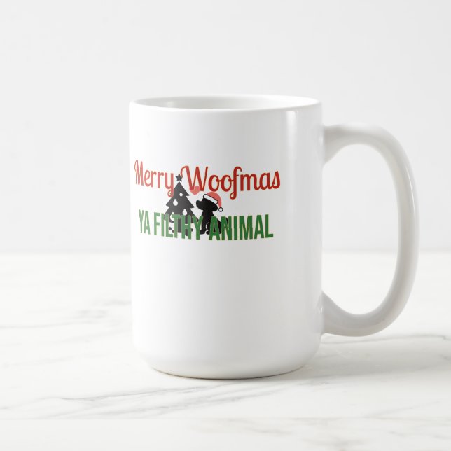 Merry Woofmas Ya Filthy Animal Kaffemugg (Höger)