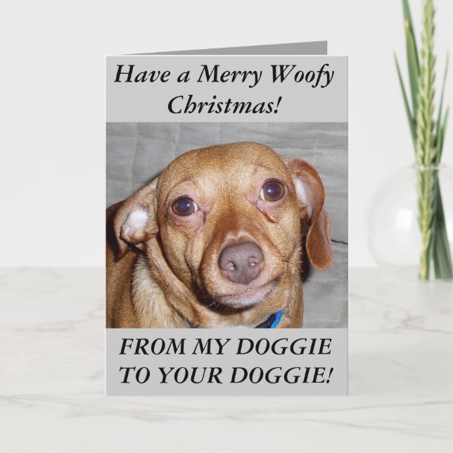 MERRY WOOFY CHRISTMAS HELGKORT (Framsida)