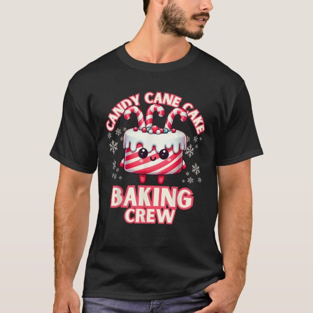 Merry X Mas Christmas Holiday Candy Cane Cake Baki T Shirt (Framsida)