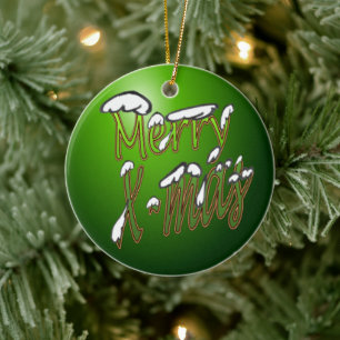 Merry X-Mas Grönt Ornament