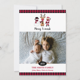 Merry X-Mask Funny Buffalo Play Santa Julkort