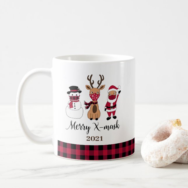 Merry X-Mask Funny Buffalo Play Santa Kaffemugg (Med munk)