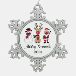 Merry X-Mask Funny Buffalo Play Santa Snöflinga Pewter Julgransprydnad