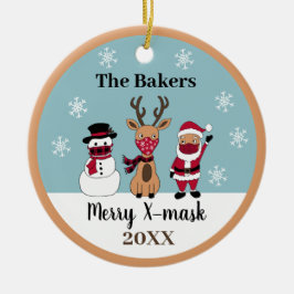 Merry X-Mask Funny Reindeer Snögubbe Santa Julgransprydnad Keramik