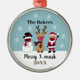 Merry X-Mask Funny Santa Reindeer Snögubbe Julgransprydnad Metall