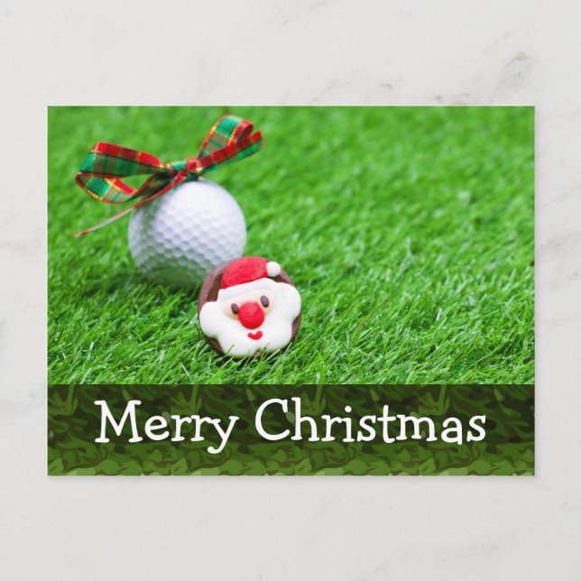 Merry X'mas att åka med Santa & golf boll Card Vykort (Framsida)