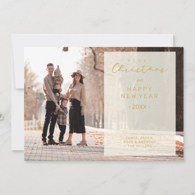 Merry Xmas Calligraphy Transparency Overlay Photo  Kort (Framsida)