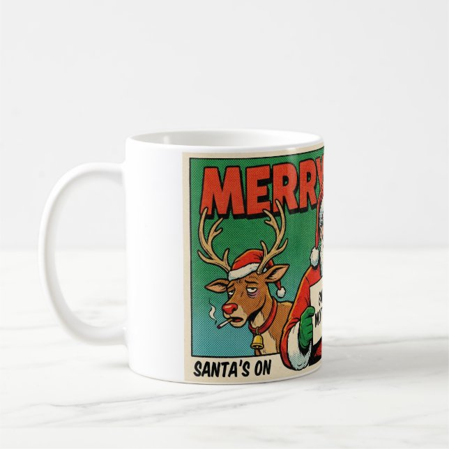 Merry Xmas Mess Funny Christmas Mug - Naughty Sant Kaffemugg (Vänster)