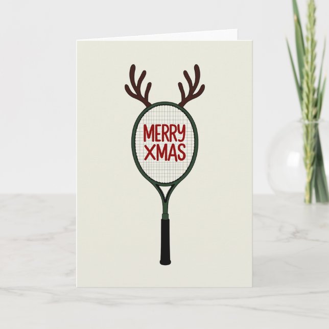Merry Xmas Reindeer Tennis Card Kort (Framsida)