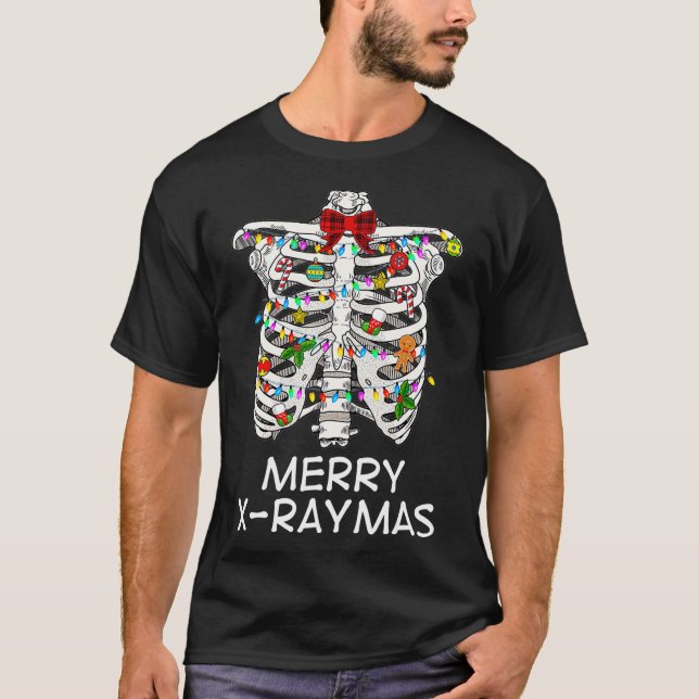 Merry XRaymas Skeleton Rib Cage Radiology Christma T Shirt (Framsida)