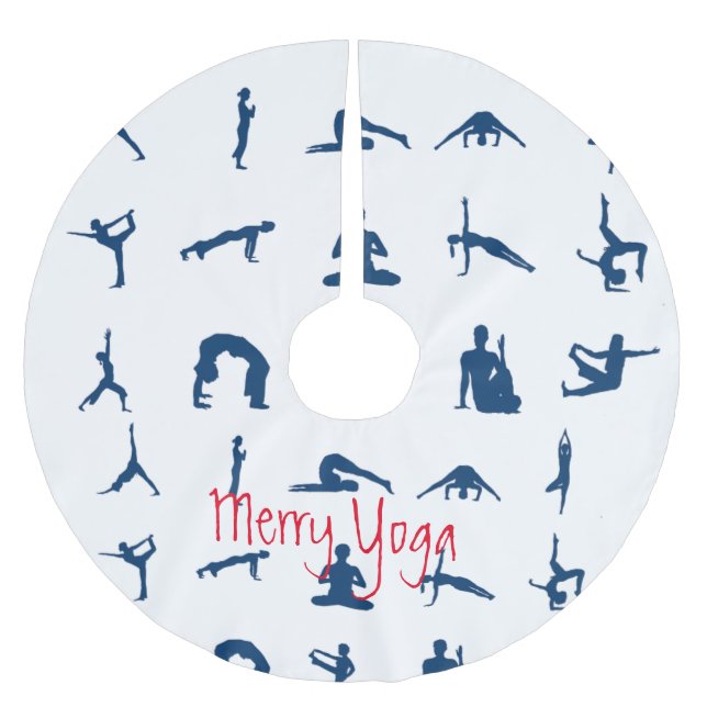 Merry Yoga Silhouette Yoga Poses Thunder_Cove Julgransmatta Borstad Polyester (Framsidan)