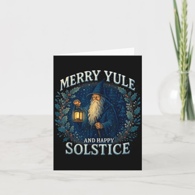 Merry Yule And Happy Solstice Mystic Winter Quote  Kort (Framsida)