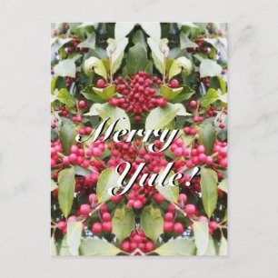 Merry Yule Berry Solstice jul Helg Vykort