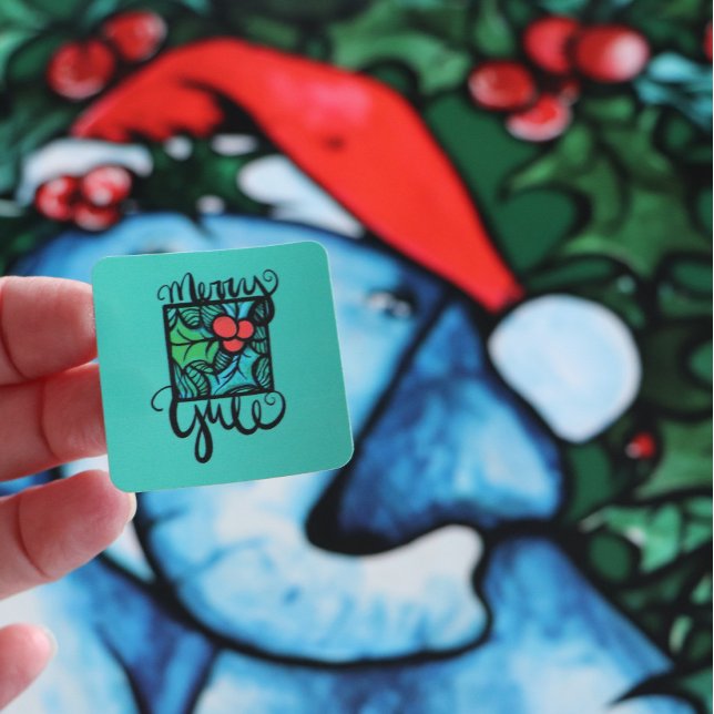 Merry Yule Fyrkantigt Klistermärke (Skapare uppladdad)