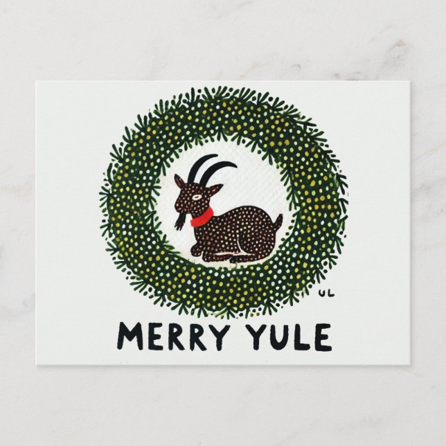 Merry Yule Goat Helg Vykort (Framsida)