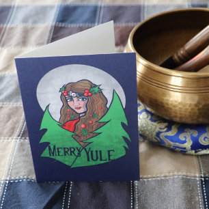 Merry Yule Goddess Art Pagan och Wiccan Yule Kort