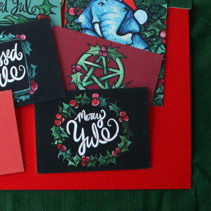 Merry Yule Pagan Helgdagars Wiccan Blsed Yule Kort