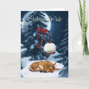 Merry Yule Sleeping Fawn Helgdag Card Helgkort