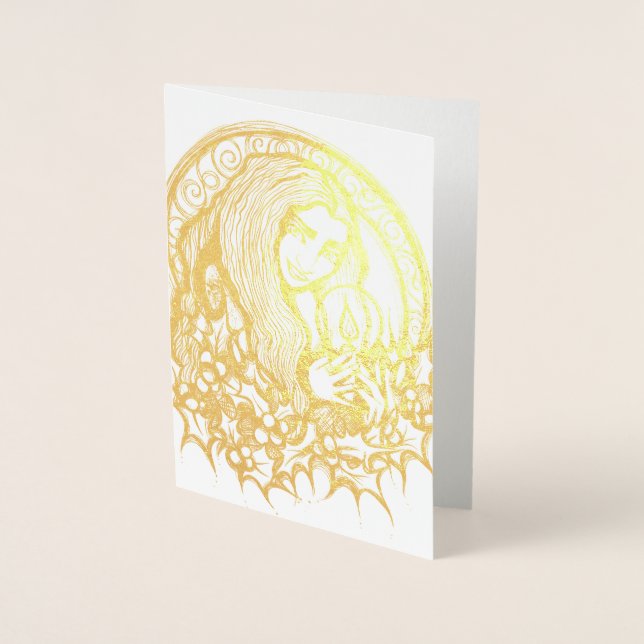 Merry Yule Witch Folierat Kort (Framsida)