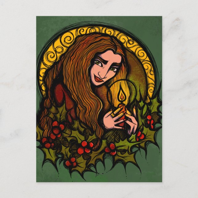 Merry Yule Witch Vykort (Framsida)