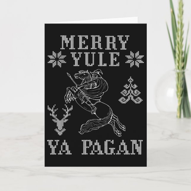 Merry Yule Ya Pagan Odin på Sleipnir Viking Kristu Kort (Framsida)