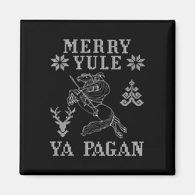 Merry Yule Ya Pagan Odin på Sleipnir Viking Kristu Magnet (Framsidan)
