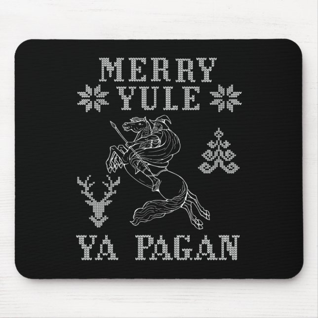 Merry Yule Ya Pagan Odin på Sleipnir Viking Kristu Musmatta (Framsidan)
