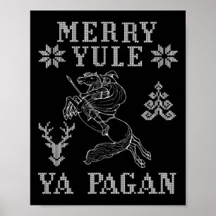 Merry Yule Ya Pagan Odin på Sleipnir Viking Kristu Poster