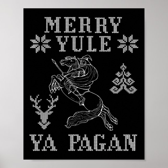 Merry Yule Ya Pagan Odin på Sleipnir Viking Kristu Poster (Framsidan)