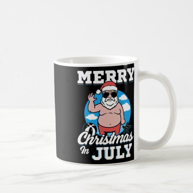 Merrychristmas In July Funny Santa  Kaffemugg (Höger)