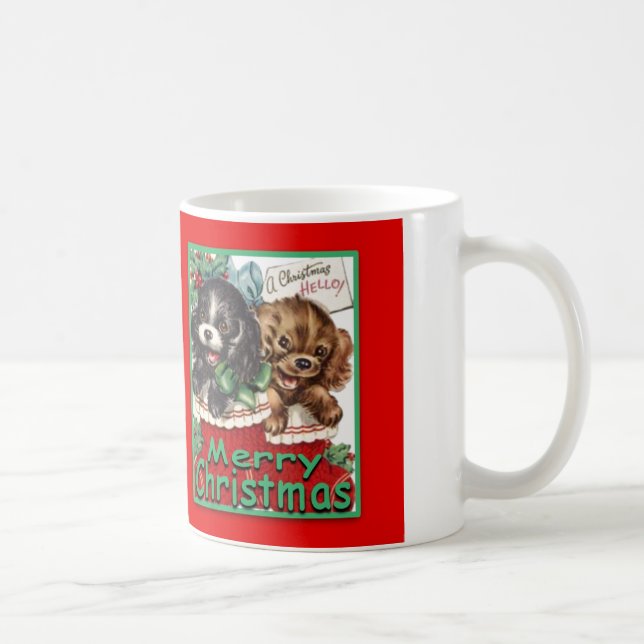MerryChrsmsPuppies-ClassicWhiteMug 11oz Kaffemugg (Höger)