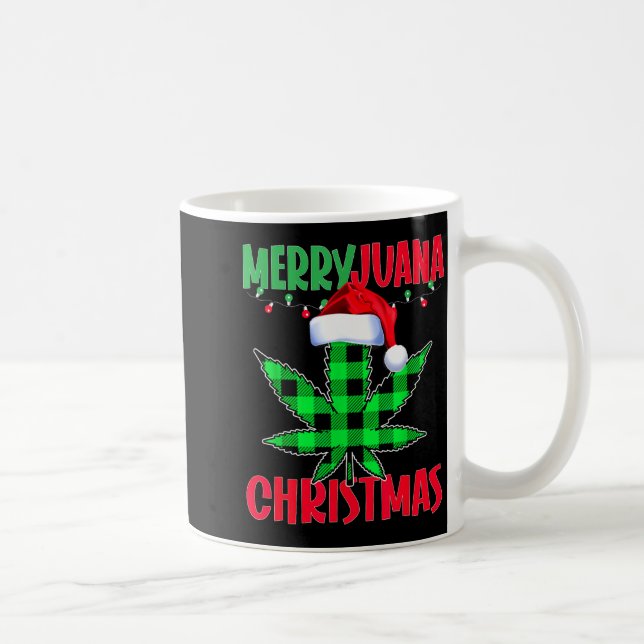 Merryjuana Weed Leaf Funny Christmas Pajama X-mas  Kaffemugg (Höger)