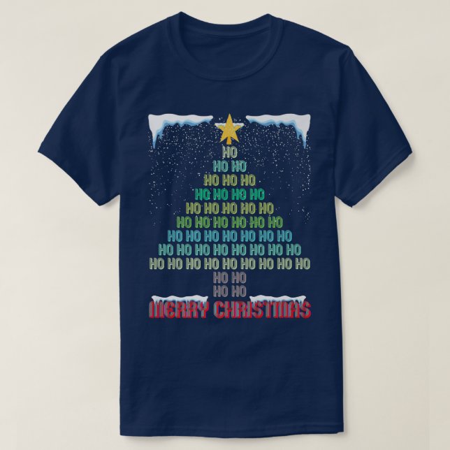 Merryjul Träd Ho Ho Snö Retro Video Gamer V T Shirt (Design framsida)